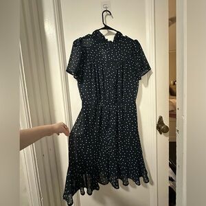 Adorable short Azalea navy polka dot dress